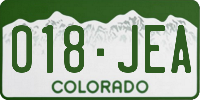 CO license plate 018JEA