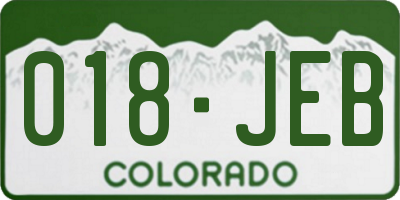 CO license plate 018JEB