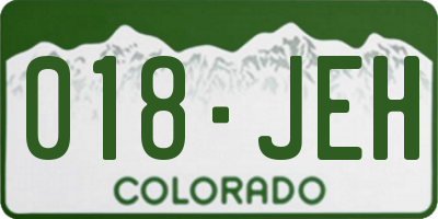 CO license plate 018JEH
