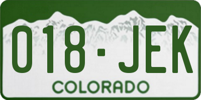 CO license plate 018JEK