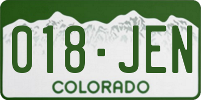 CO license plate 018JEN
