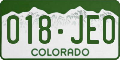CO license plate 018JEO
