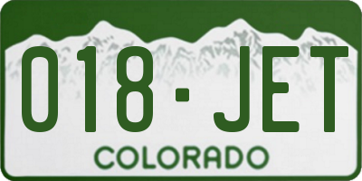 CO license plate 018JET