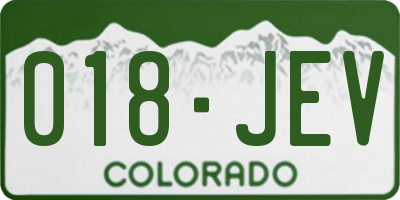 CO license plate 018JEV