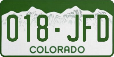 CO license plate 018JFD
