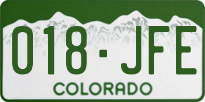 CO license plate 018JFE