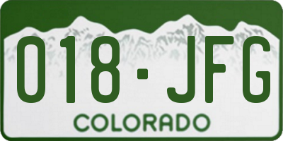 CO license plate 018JFG