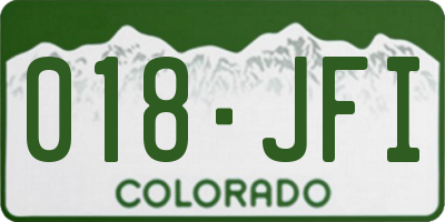 CO license plate 018JFI