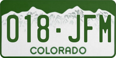 CO license plate 018JFM