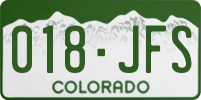 CO license plate 018JFS