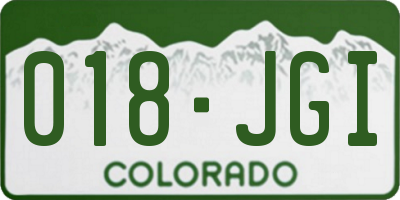 CO license plate 018JGI