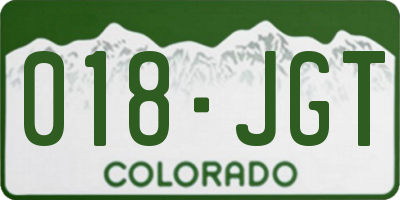 CO license plate 018JGT