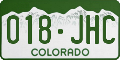 CO license plate 018JHC