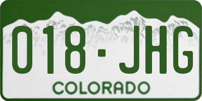 CO license plate 018JHG