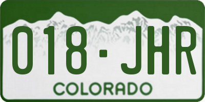 CO license plate 018JHR
