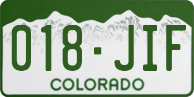 CO license plate 018JIF