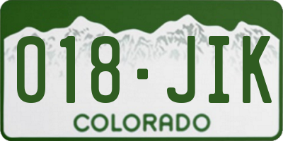 CO license plate 018JIK