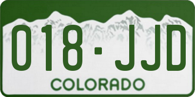 CO license plate 018JJD