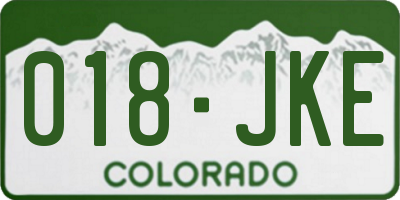 CO license plate 018JKE