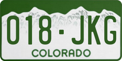 CO license plate 018JKG