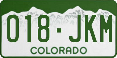 CO license plate 018JKM