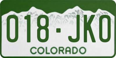 CO license plate 018JKO