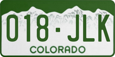 CO license plate 018JLK