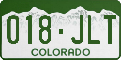 CO license plate 018JLT
