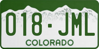 CO license plate 018JML