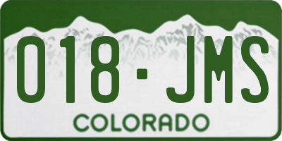 CO license plate 018JMS
