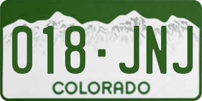 CO license plate 018JNJ