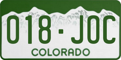 CO license plate 018JOC