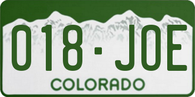 CO license plate 018JOE
