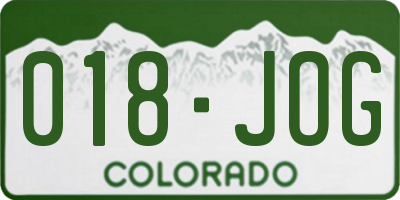 CO license plate 018JOG