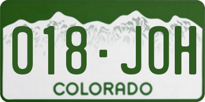 CO license plate 018JOH