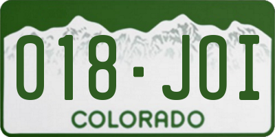 CO license plate 018JOI