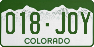 CO license plate 018JOY