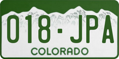 CO license plate 018JPA