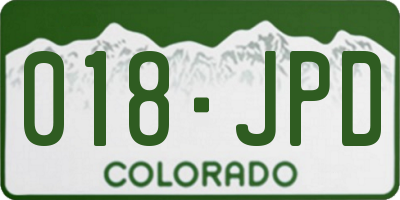 CO license plate 018JPD