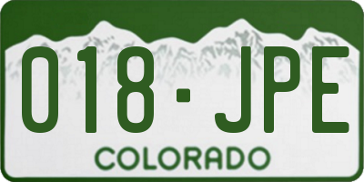 CO license plate 018JPE