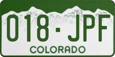 CO license plate 018JPF