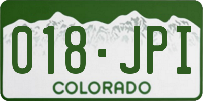 CO license plate 018JPI