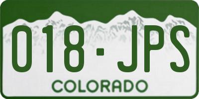 CO license plate 018JPS