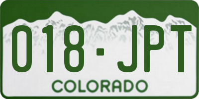 CO license plate 018JPT