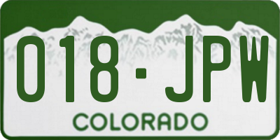 CO license plate 018JPW