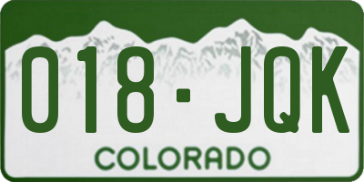 CO license plate 018JQK