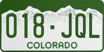 CO license plate 018JQL