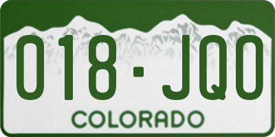 CO license plate 018JQO