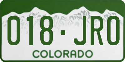 CO license plate 018JRO