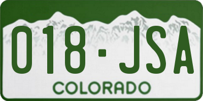CO license plate 018JSA